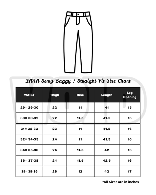 ZARA Origina Export Semi Baggy or Regular Straight Fit | Sky Blue